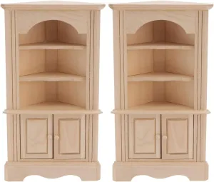 Toyvian Miniatures Miniature Cupboard Dollhouse 2 Pack Dollhouse Cabinet Miniature Dollhouse Display Cabinet Mini House Cabinet Bookshelf Wood Cabinet Home Decoration Home Decoration