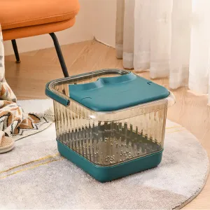 Transparent Foot Bath Basin for Soaking Feet, Large Plastic Foot Basin, Foot & Leg Deep Soaking Bath Spa Tub with Insulation Lid, Multifunctional Rectangular Feet Bath Bucket,B