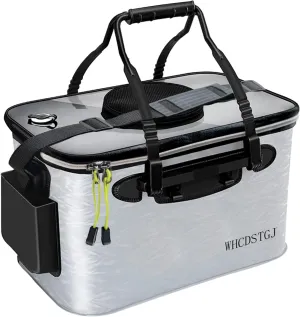 Transparent Lid Fishing Bucket, Portable Foldable Bait Bucket with Aeration Hole, Live Fish Storage. 8 gallons