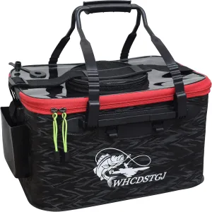 Transparent Top Cover Fishing Bucket, Foldable Fish Bait Bucket, Multifunctional Minnow Bucket, Live Fish Container, Fish Protection Bucket, Outdoor Camping Fishing Bag. (Black, 6 Gallon)