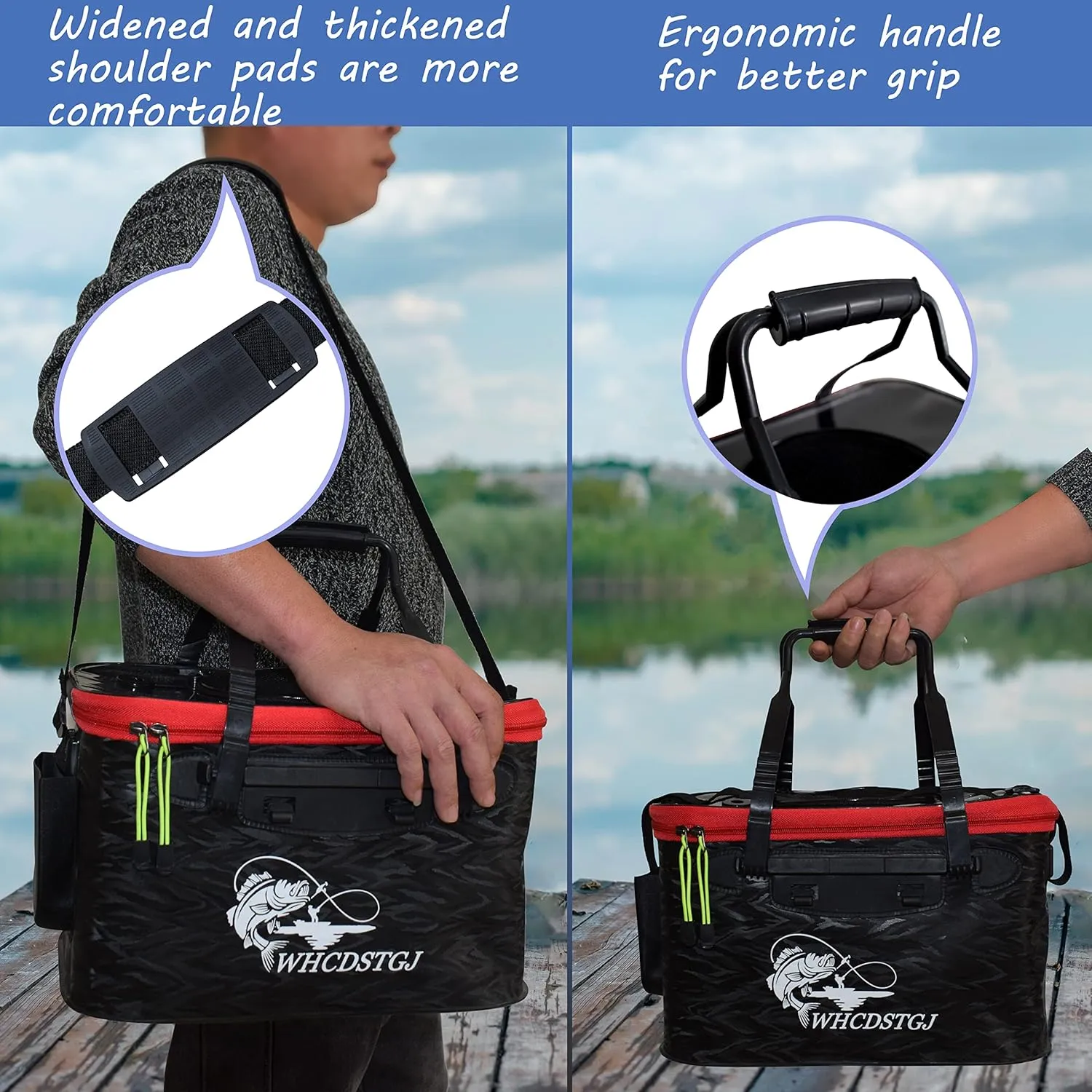 Transparent Top Cover Fishing Bucket, Foldable Fish Bait Bucket, Multifunctional Minnow Bucket, Live Fish Container, Fish Protection Bucket, Outdoor Camping Fishing Bag. (Black, 6 Gallon)