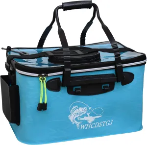 Transparent Top Cover Fishing Bucket, Foldable Fish Bait Bucket, Multifunctional Minnow Bucket, Live Fish Container, Fish Protection Bucket, Outdoor Camping Fishing Bag. (Blue, 6 Gallon)