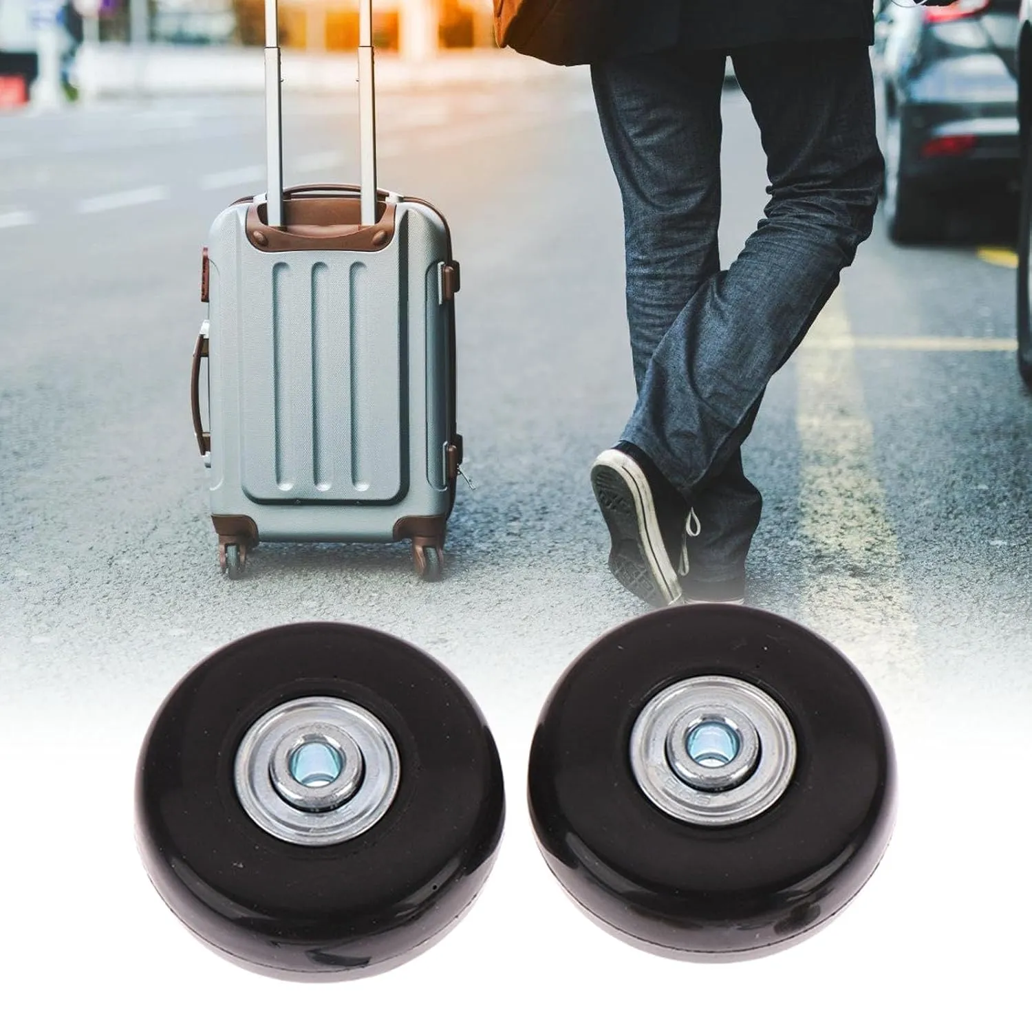 Travel Bag Wheel Accessories Noise Frees Easy to Replace Luggage Spare Wheel with Tool Upgrades for Students & Family