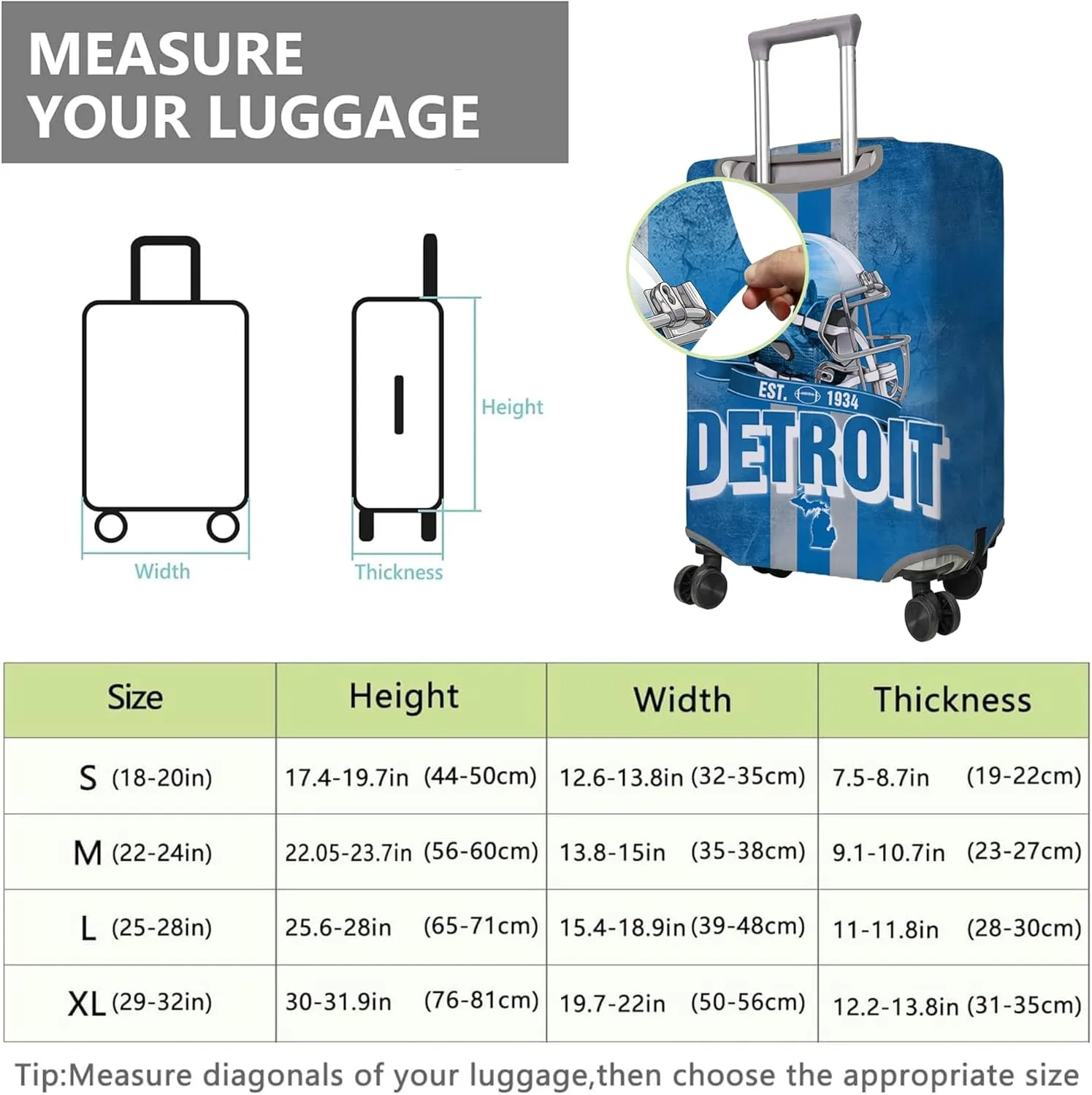 Travel Luggage Cover & Protector - Fits 18-32 Inch Suitcases, Elastic, Anti-scratch, Flower Pattern