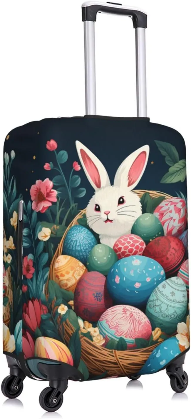 Travel Luggage Cover Elastic Washable Suitcase Cover Fashion Scratch-Resistant Baggage Covers Basket and Easter Eggs Suitcase Protector Fit 18-32 Inch Luggage