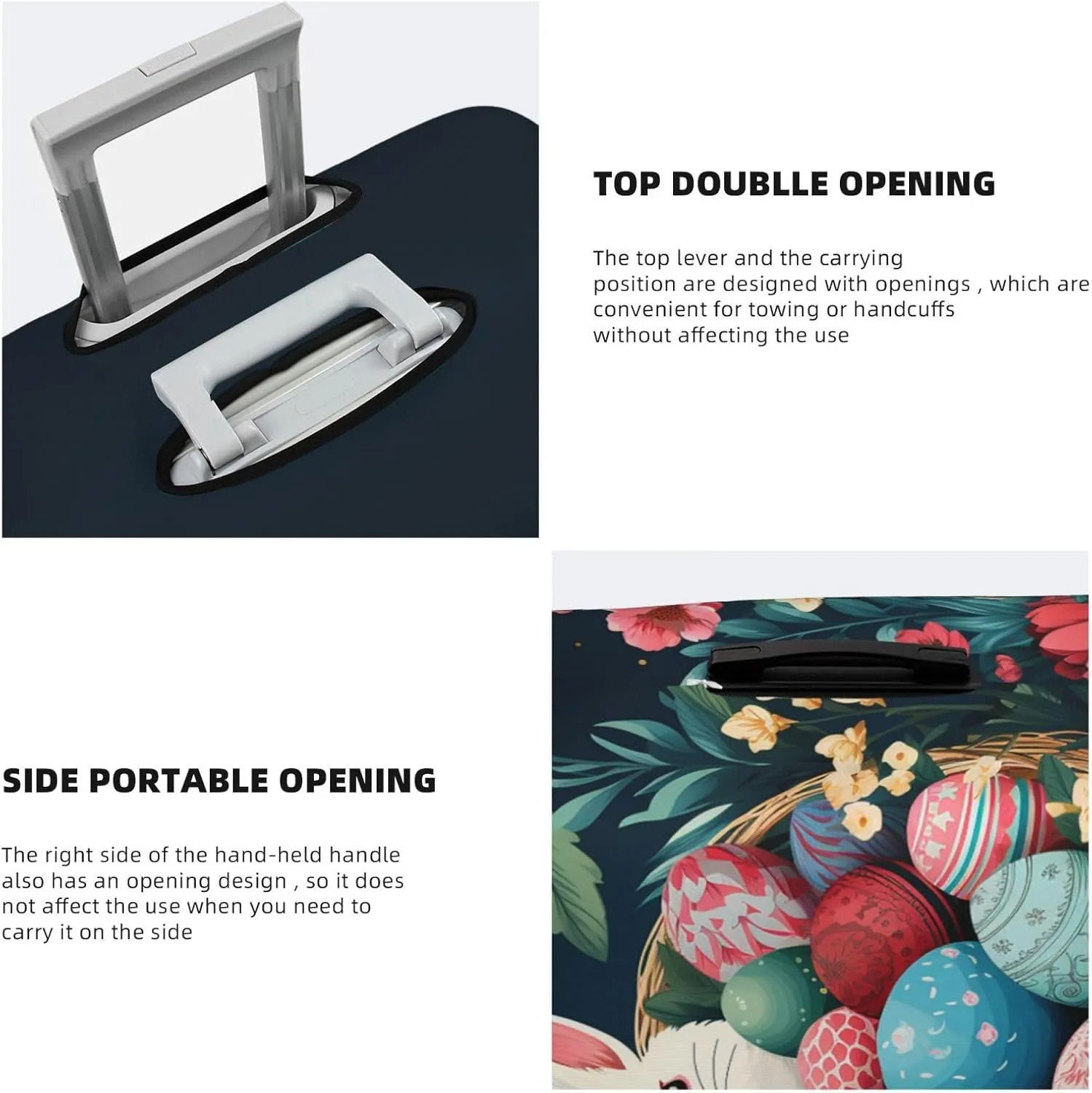 Travel Luggage Cover Elastic Washable Suitcase Cover Fashion Scratch-Resistant Baggage Covers Basket and Easter Eggs Suitcase Protector Fit 18-32 Inch Luggage