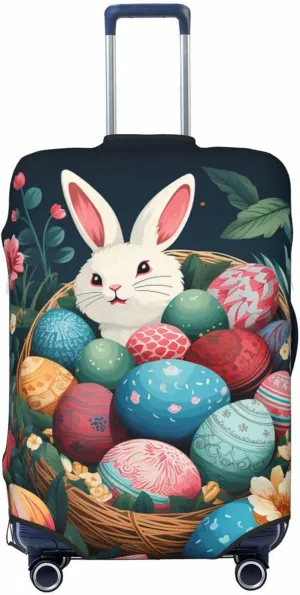 Travel Luggage Cover Elastic Washable Suitcase Cover Fashion Scratch-Resistant Baggage Covers Basket and Easter Eggs Suitcase Protector Fit 18-32 Inch Luggage