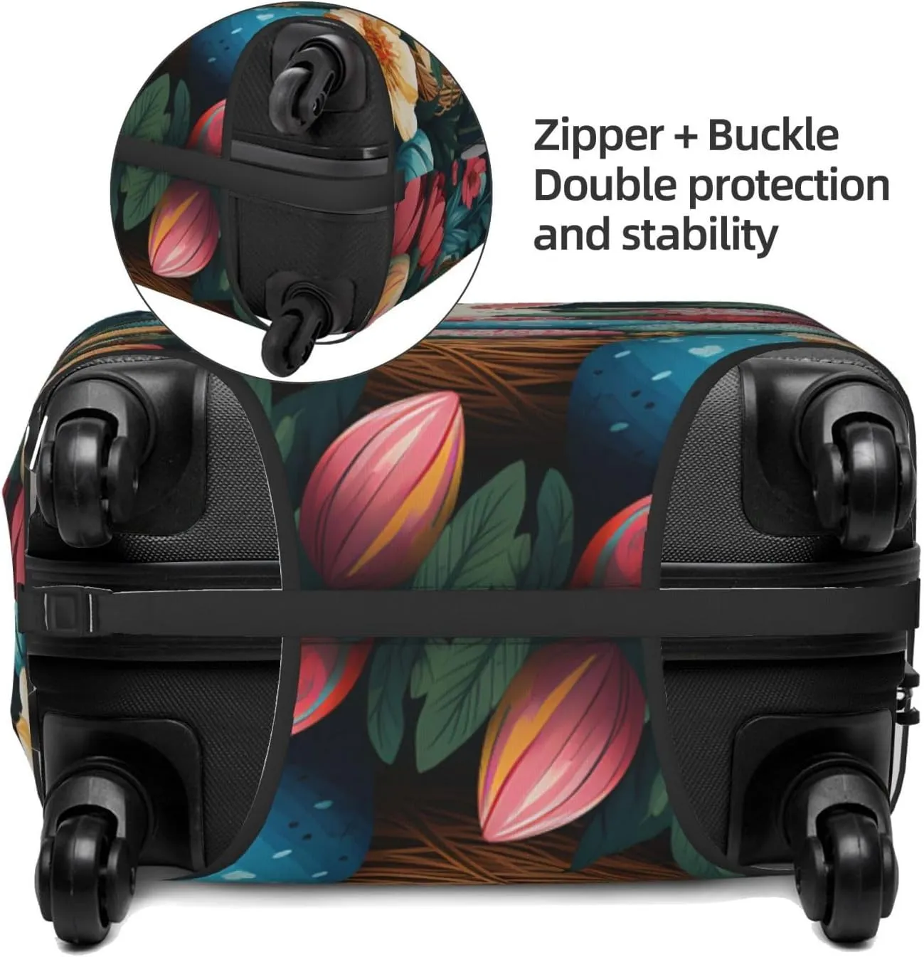 Travel Luggage Cover Elastic Washable Suitcase Cover Fashion Scratch-Resistant Baggage Covers Basket and Easter Eggs Suitcase Protector Fit 18-32 Inch Luggage