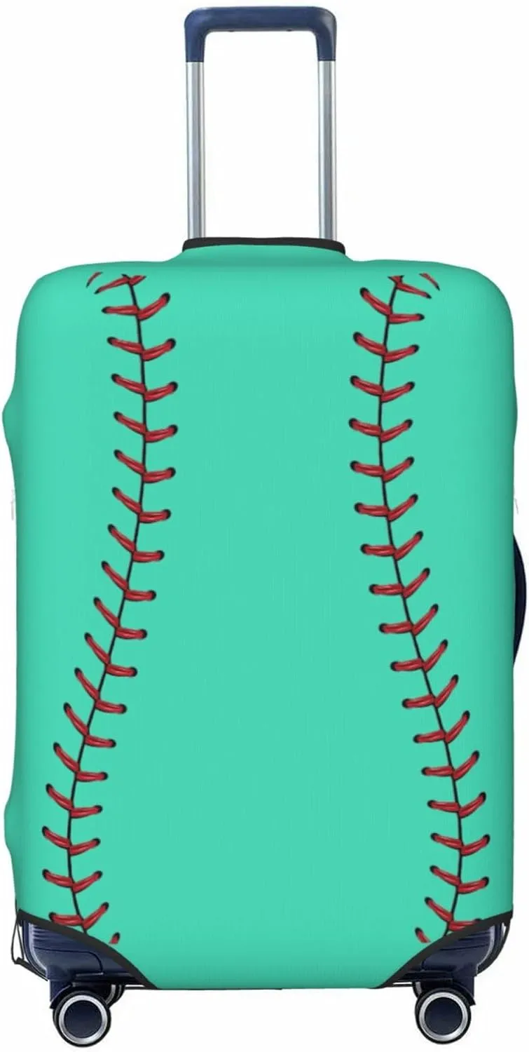 Travel Luggage Cover Suitcase Elastic Washable Baseball Laces Sport Blue Suitcase Protector Bag,Spandex With Zipper Closure Baggage Covers,Medium