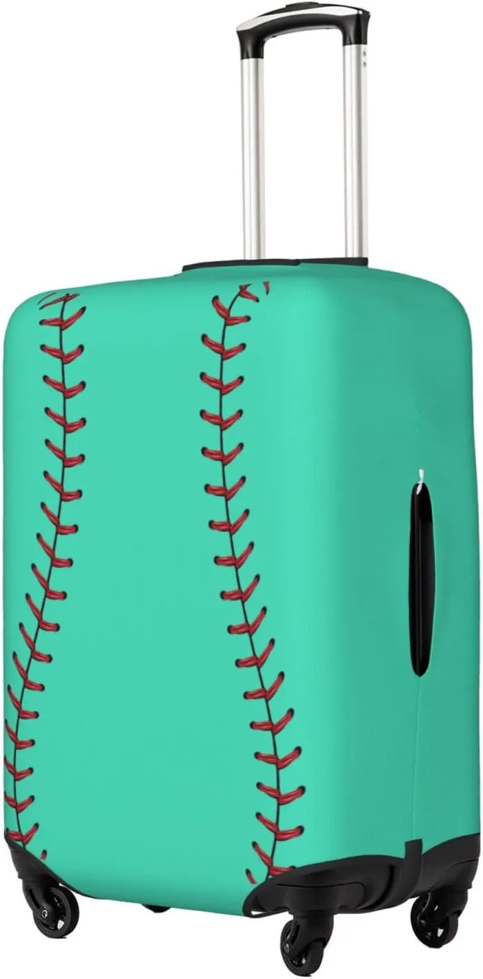 Travel Luggage Cover Suitcase Elastic Washable Baseball Laces Sport Blue Suitcase Protector Bag,Spandex With Zipper Closure Baggage Covers,Medium