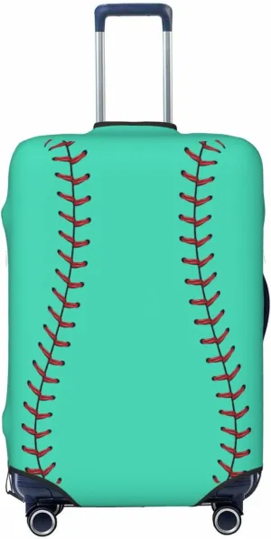 Travel Luggage Cover Suitcase Elastic Washable Baseball Laces Sport Blue Suitcase Protector Bag,Spandex With Zipper Closure Baggage Covers,Medium