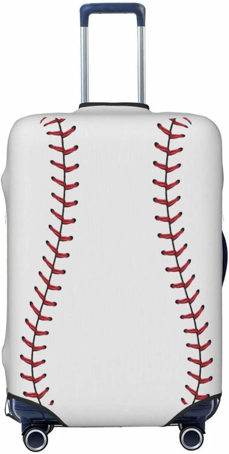 Travel Luggage Cover Suitcase Elastic Washable Baseball Laces Sport White Suitcase Protector Bag,Spandex With Zipper Closure Baggage Covers,X-Large
