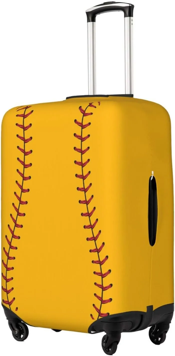 Travel Luggage Cover Suitcase Elastic Washable Baseball Laces Sport Yellow Suitcase Protector Bag,Dust-Proof Double-Sided Baggage Covers,X-Large
