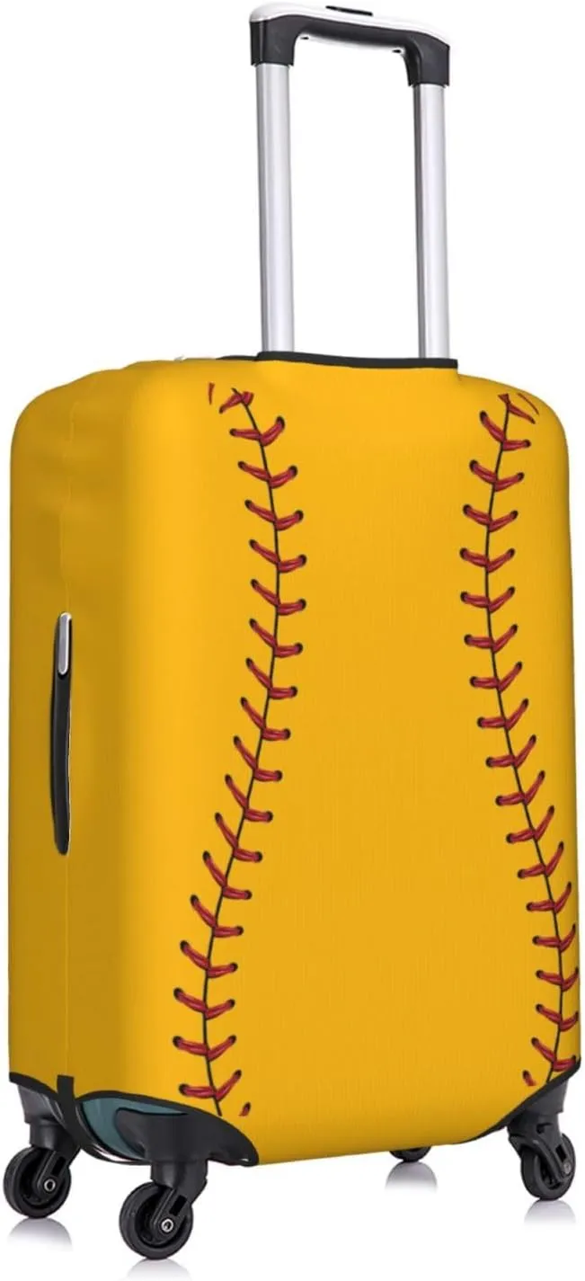 Travel Luggage Cover Suitcase Elastic Washable Baseball Laces Sport Yellow Suitcase Protector Bag,Dust-Proof Double-Sided Baggage Covers,X-Large