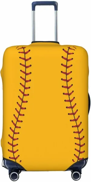 Travel Luggage Cover Suitcase Elastic Washable Baseball Laces Sport Yellow Suitcase Protector Bag,Dust-Proof Double-Sided Baggage Covers,X-Large