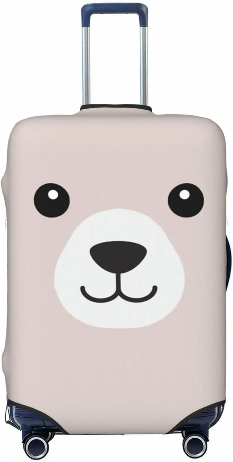 Travel Luggage Cover Suitcase Elastic Washable Cartoon Polar Bear Face Suitcase Protector Bag,Dust-Proof Double-Sided Baggage Covers,X-Large