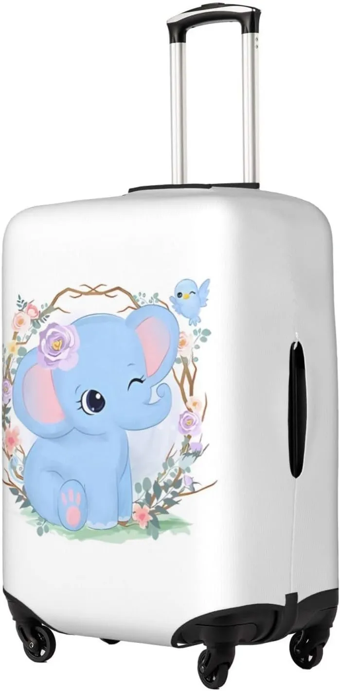 Travel Luggage Cover Suitcase Elastic Washable Cute Baby Elephant Suitcase Protector Bag,Spandex With Zipper Closure Baggage Covers,X-Large