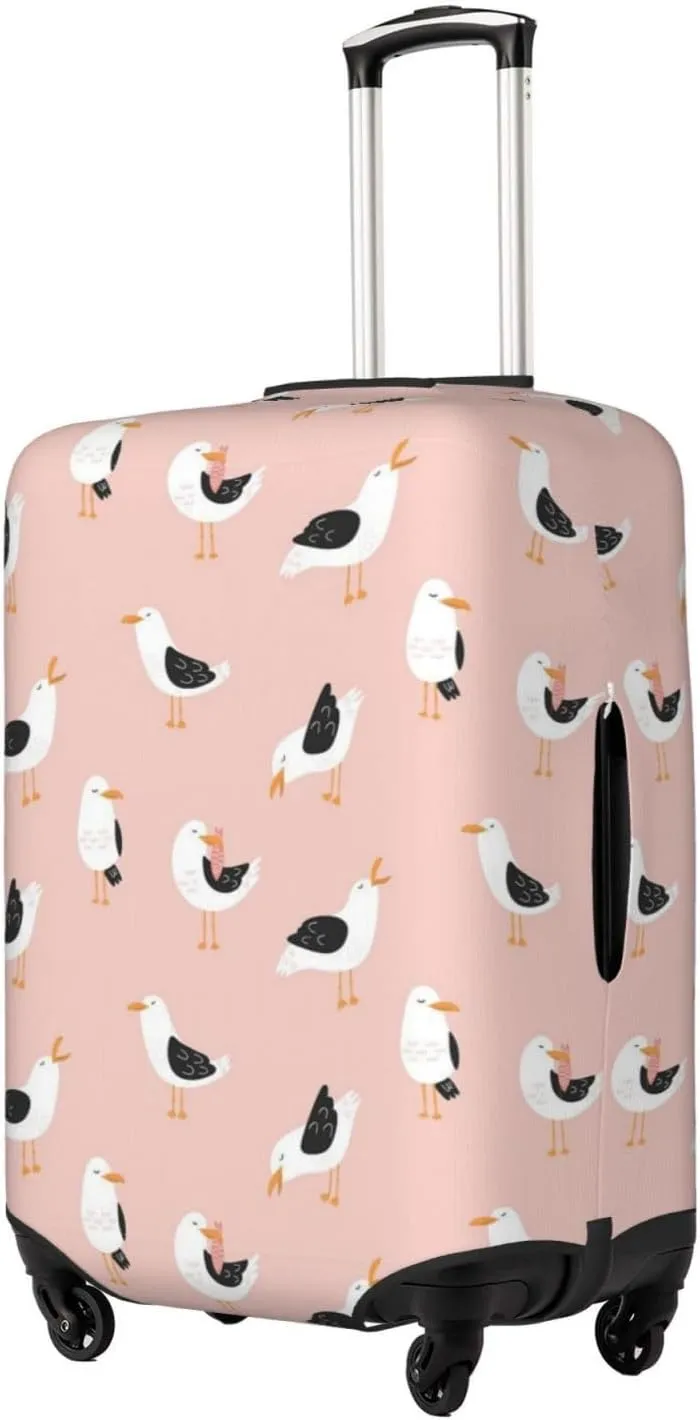 Travel Luggage Cover Suitcase Elastic Washable Cute Seagulls Bird Suitcase Protector Bag,Spandex With Zipper Closure Baggage Covers For Kid Adult,X-Large