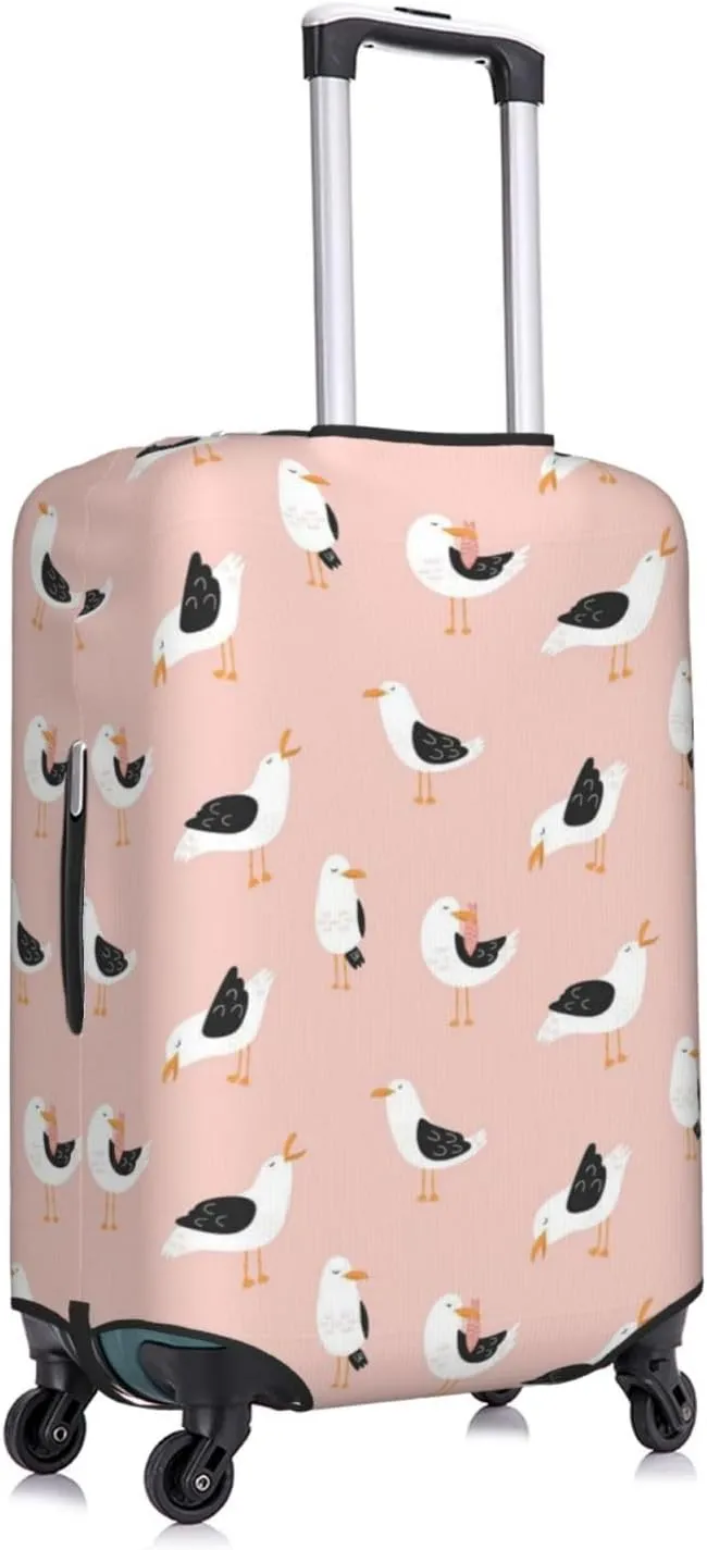 Travel Luggage Cover Suitcase Elastic Washable Cute Seagulls Bird Suitcase Protector Bag,Spandex With Zipper Closure Baggage Covers For Kid Adult,X-Large