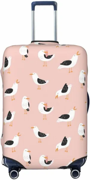 Travel Luggage Cover Suitcase Elastic Washable Cute Seagulls Bird Suitcase Protector Bag,Spandex With Zipper Closure Baggage Covers For Kid Adult,X-Large