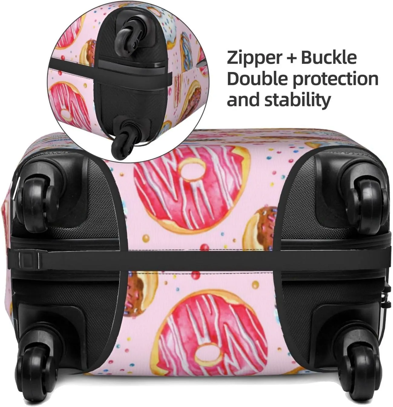 Travel Luggage Cover Suitcase Elastic Washable Donuts Doughnut Suitcase Protector Bag,Spandex With Zipper Closure Baggage Covers For Kid Adult,Large