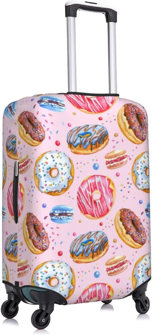 Travel Luggage Cover Suitcase Elastic Washable Donuts Doughnut Suitcase Protector Bag,Spandex With Zipper Closure Baggage Covers For Kid Adult,Large