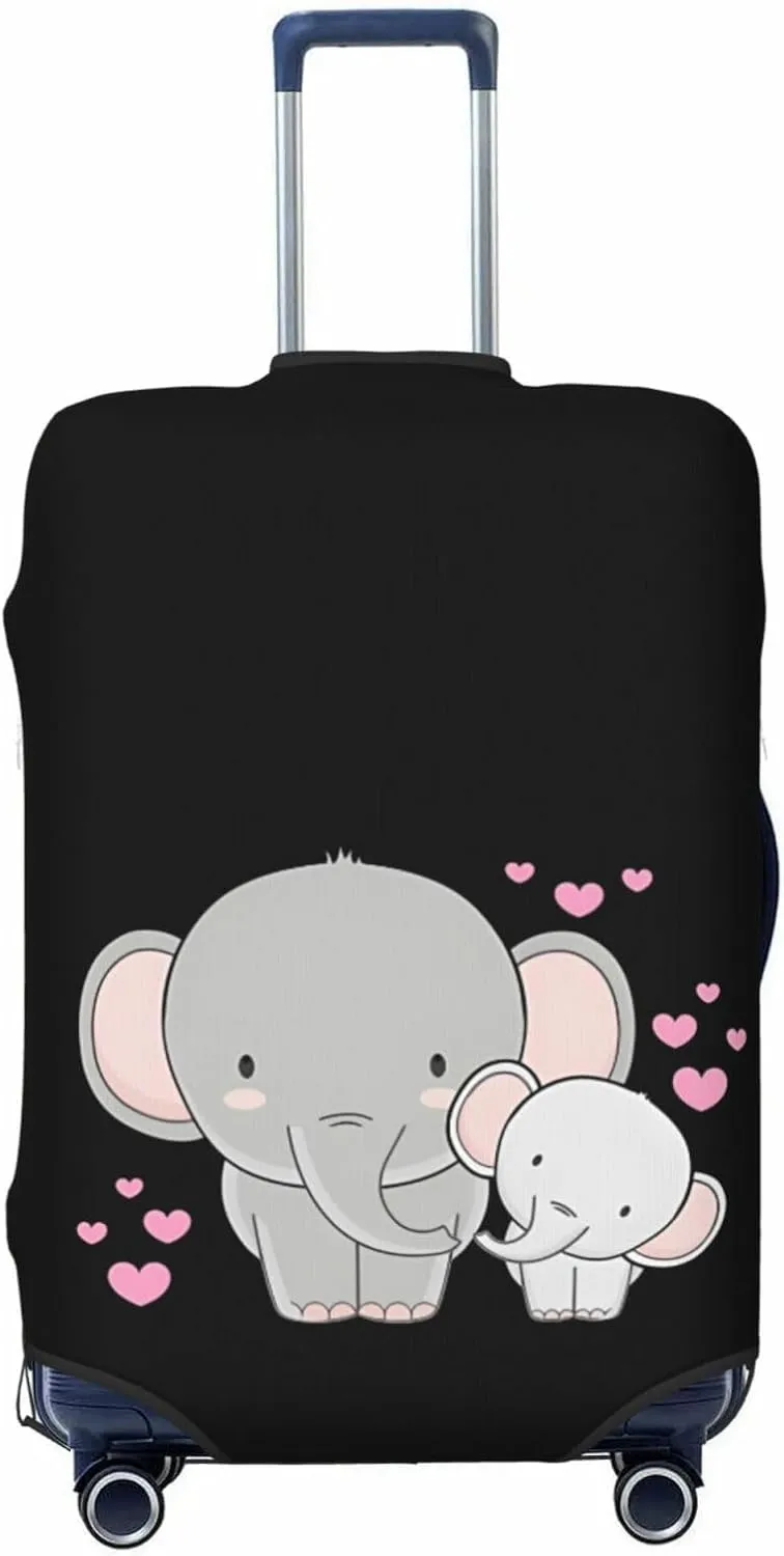 Travel Luggage Cover Suitcase Elastic Washable Elephant Hearts Family Suitcase Protector Bag,Dust-Proof Double-Sided Baggage Covers,Large