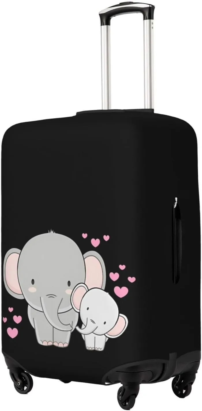 Travel Luggage Cover Suitcase Elastic Washable Elephant Hearts Family Suitcase Protector Bag,Dust-Proof Double-Sided Baggage Covers,Large