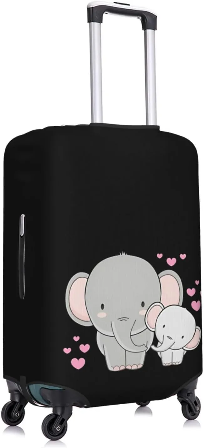 Travel Luggage Cover Suitcase Elastic Washable Elephant Hearts Family Suitcase Protector Bag,Dust-Proof Double-Sided Baggage Covers,Large