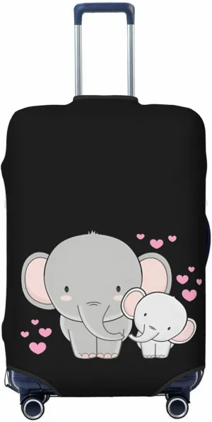 Travel Luggage Cover Suitcase Elastic Washable Elephant Hearts Family Suitcase Protector Bag,Dust-Proof Double-Sided Baggage Covers,Large