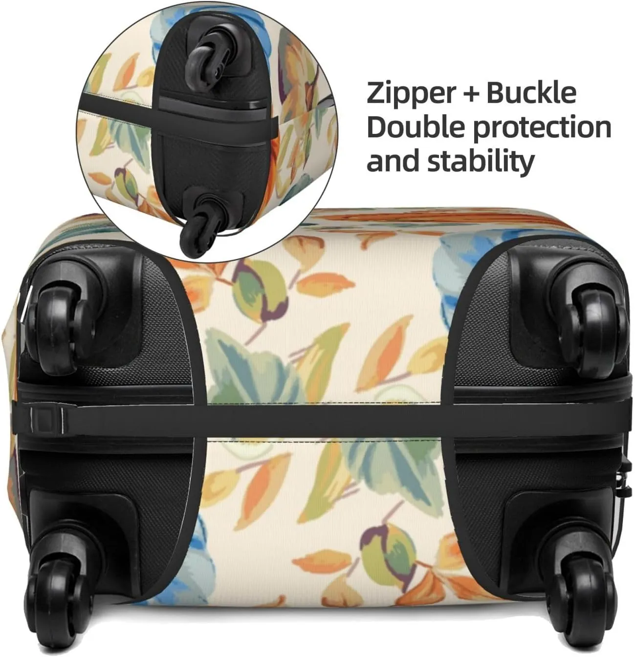Travel Luggage Cover Suitcase Elastic Washable Fall Pumpkins Autumn Leaves Suitcase Protector Bag,Dust-Proof With Zipper Closure Baggage Covers,X-Large