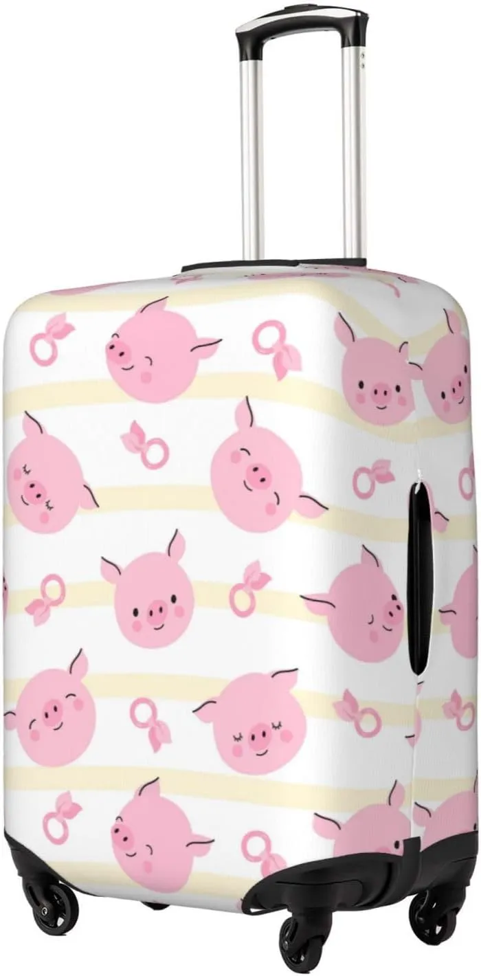 Travel Luggage Cover Suitcase Elastic Washable Funny Pig Faces Suitcase Protector Bag,Dust-Proof Double-Sided Baggage Covers,X-Large