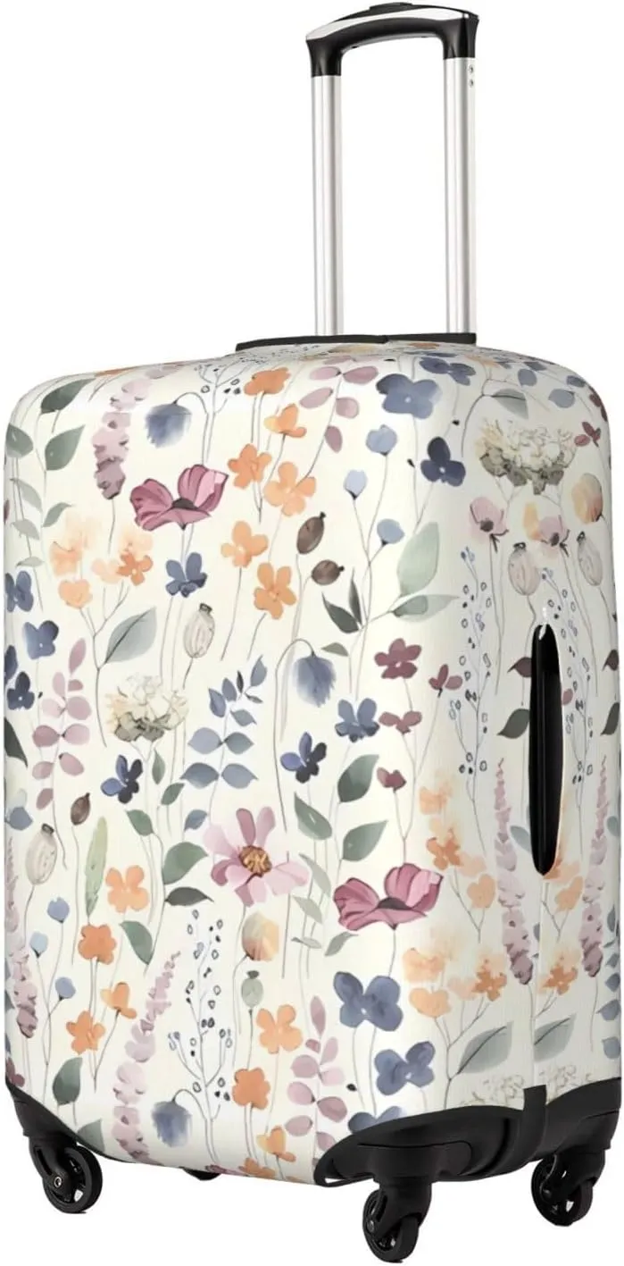 Travel Luggage Cover Suitcase Elastic Washable Garden Flowers Leaves Watercolor Floral Suitcase Protector Bag,Anti-Scratch Double-Sided Baggage Covers,X-Large