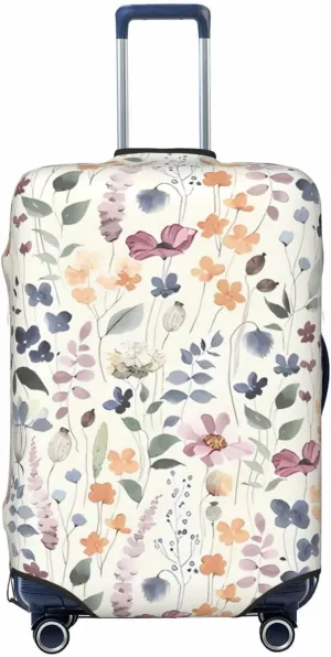 Travel Luggage Cover Suitcase Elastic Washable Garden Flowers Leaves Watercolor Floral Suitcase Protector Bag,Anti-Scratch Double-Sided Baggage Covers,X-Large