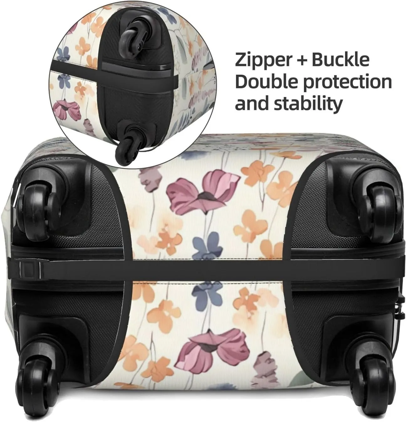 Travel Luggage Cover Suitcase Elastic Washable Garden Flowers Leaves Watercolor Floral Suitcase Protector Bag,Anti-Scratch Double-Sided Baggage Covers,X-Large