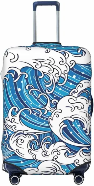 Travel Luggage Cover Suitcase Elastic Washable Japanese Wave Suitcase Protector Bag,Anti-Scratch Double-Sided Baggage Covers,Medium