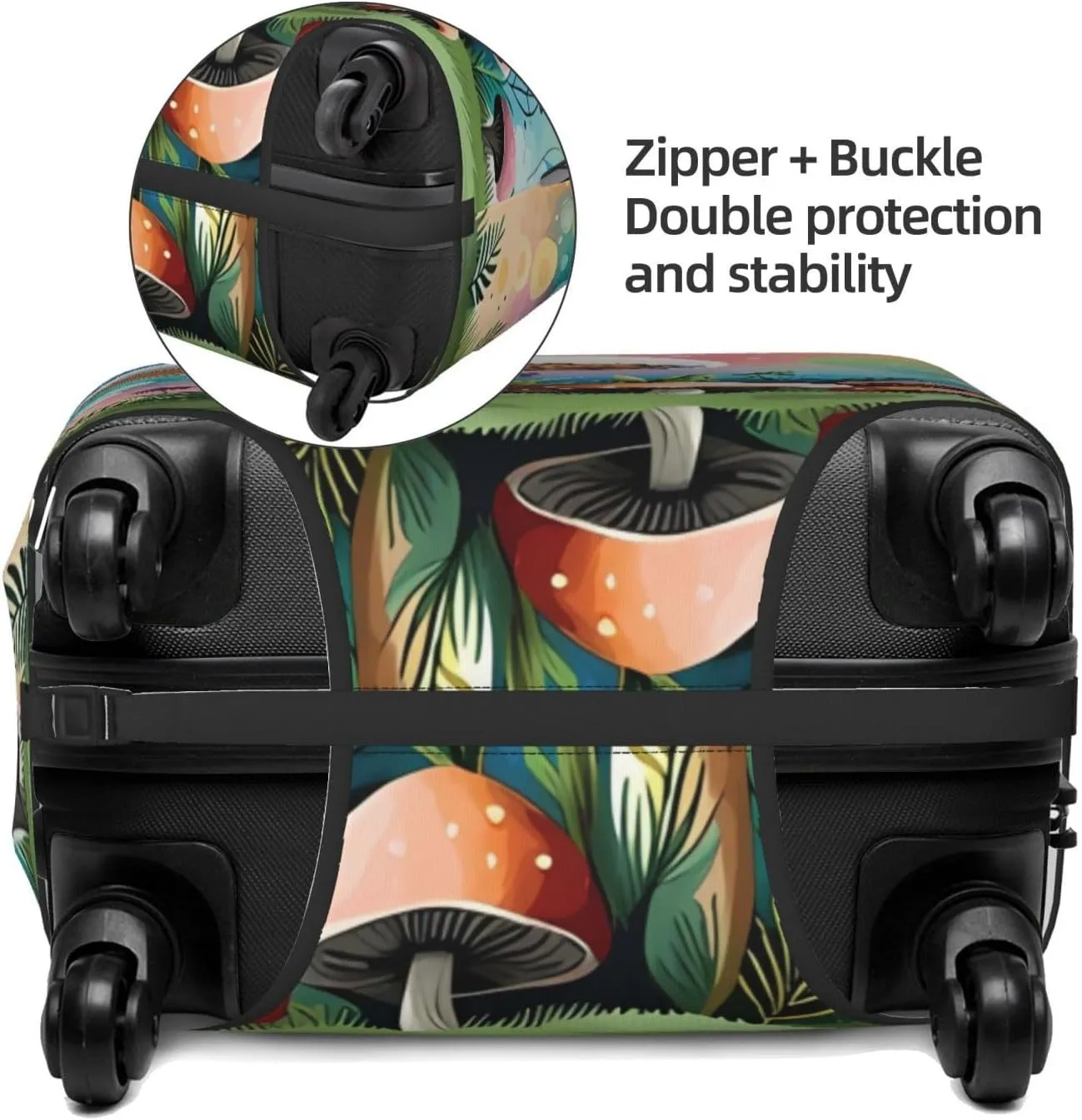 Travel Luggage Cover Suitcase Elastic Washable Magic Mashroom Art Suitcase Protector Bag,Anti-Scratch Double-Sided Baggage Covers,X-Large