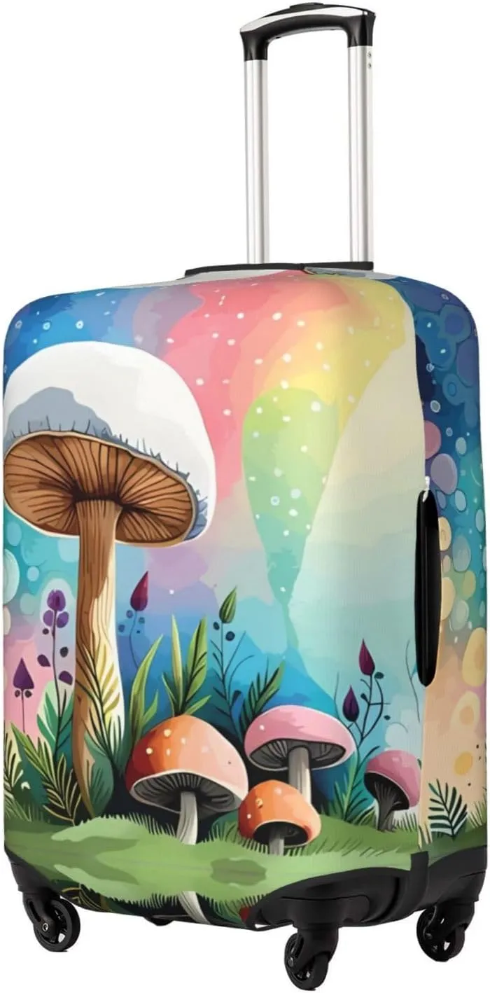 Travel Luggage Cover Suitcase Elastic Washable Magic Mashroom Art Suitcase Protector Bag,Anti-Scratch Double-Sided Baggage Covers,X-Large