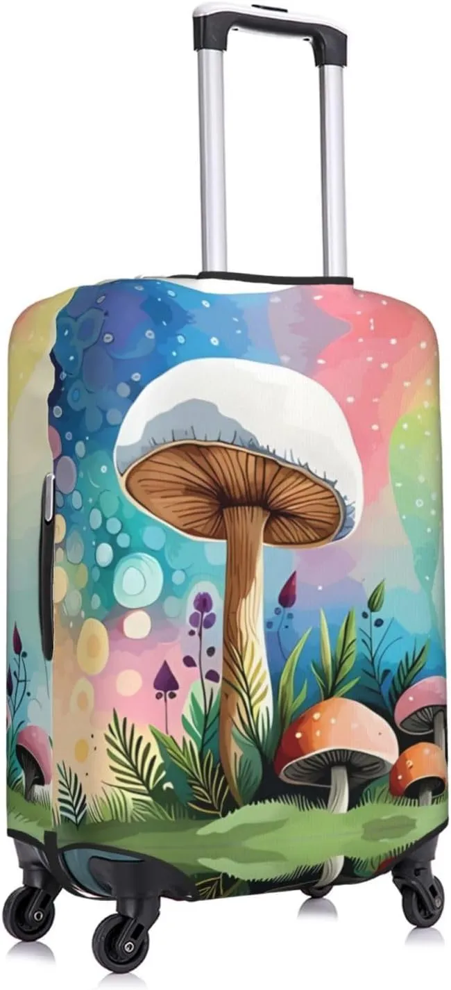 Travel Luggage Cover Suitcase Elastic Washable Magic Mashroom Art Suitcase Protector Bag,Anti-Scratch Double-Sided Baggage Covers,X-Large