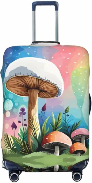 Travel Luggage Cover Suitcase Elastic Washable Magic Mashroom Art Suitcase Protector Bag,Anti-Scratch Double-Sided Baggage Covers,X-Large