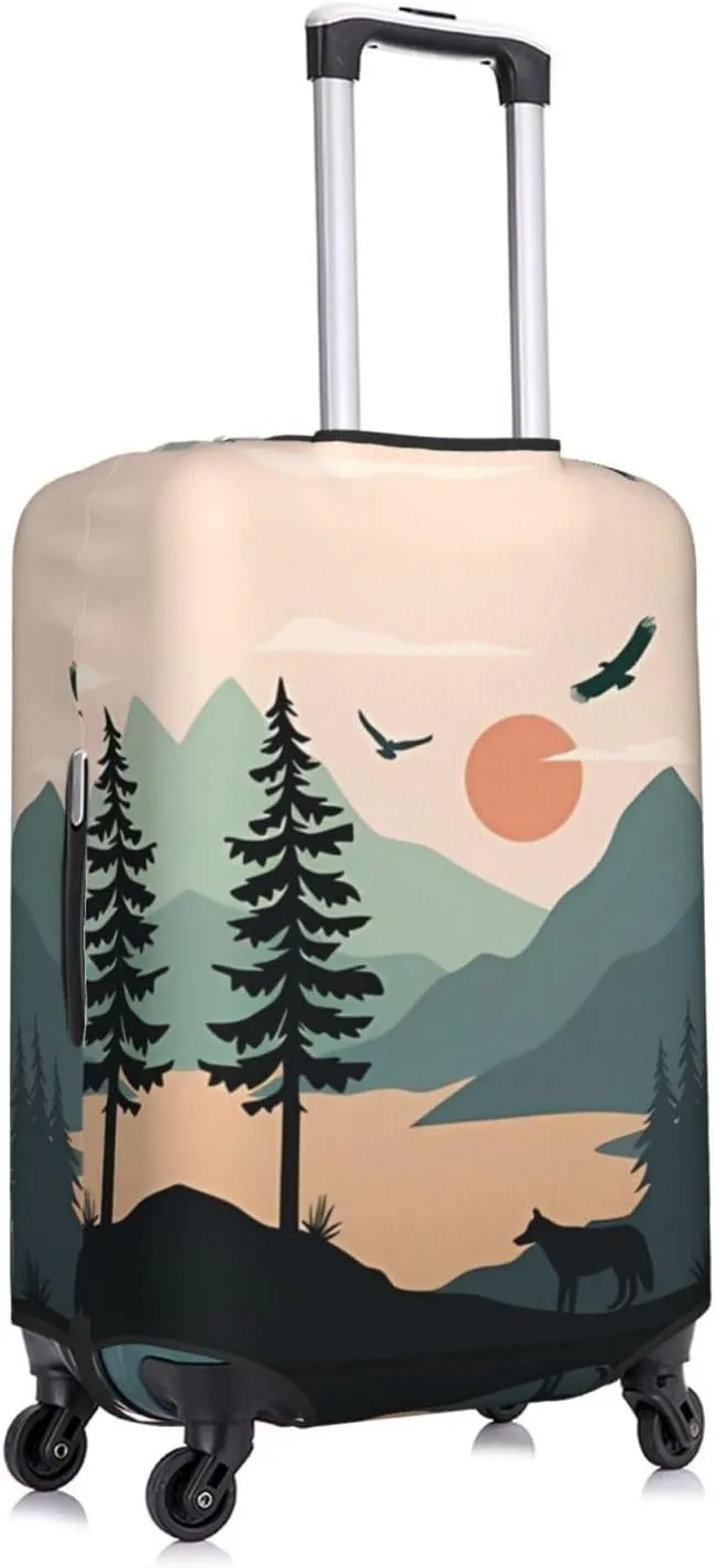 Travel Luggage Cover Suitcase Elastic Washable Mountain Sunset Suitcase Protector Bag,Spandex Double-Sided Baggage Covers,Medium