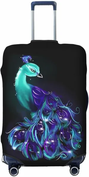 Travel Luggage Cover Suitcase Elastic Washable Peacock Suitcase Protector Bag,Spandex With Zipper Closure Baggage Covers For Kid Adult,X-Large