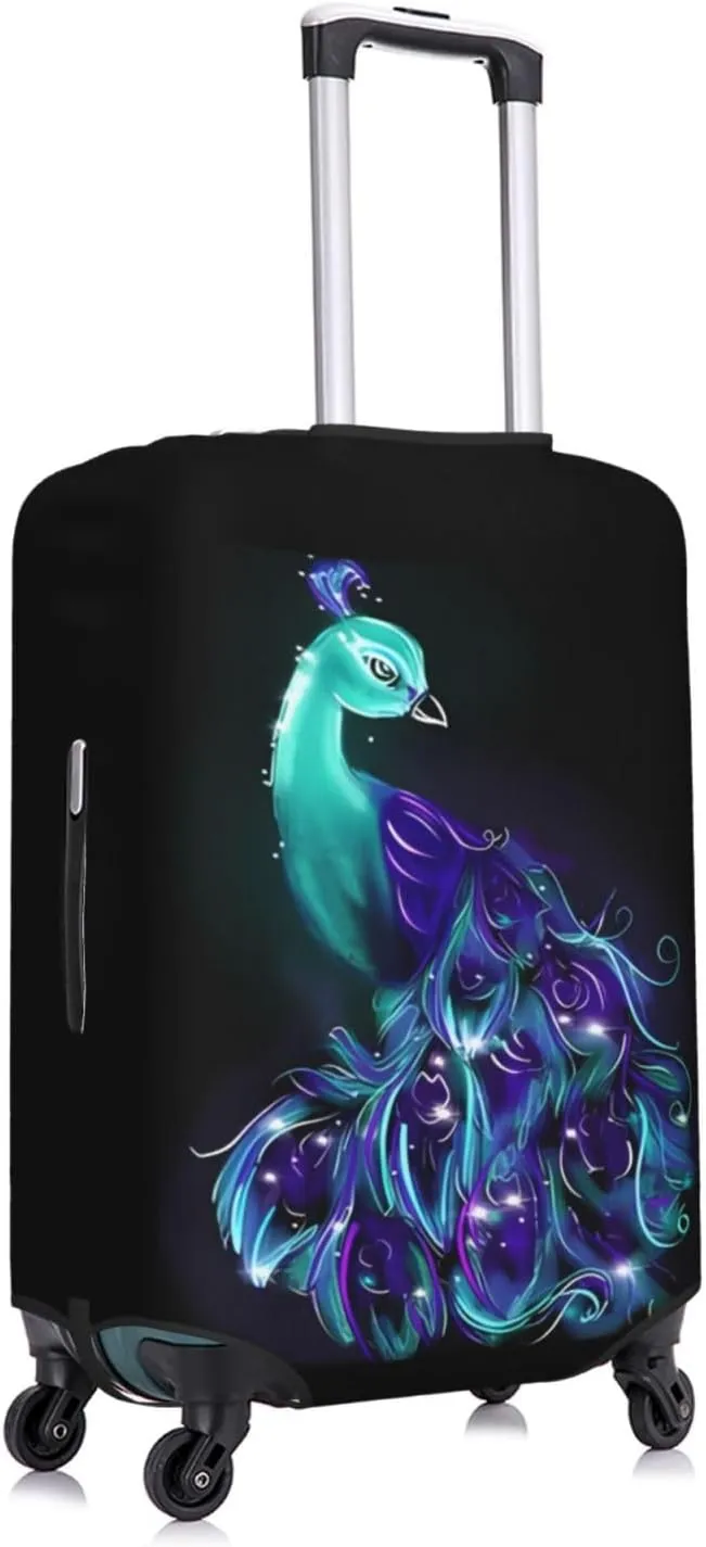 Travel Luggage Cover Suitcase Elastic Washable Peacock Suitcase Protector Bag,Spandex With Zipper Closure Baggage Covers For Kid Adult,X-Large