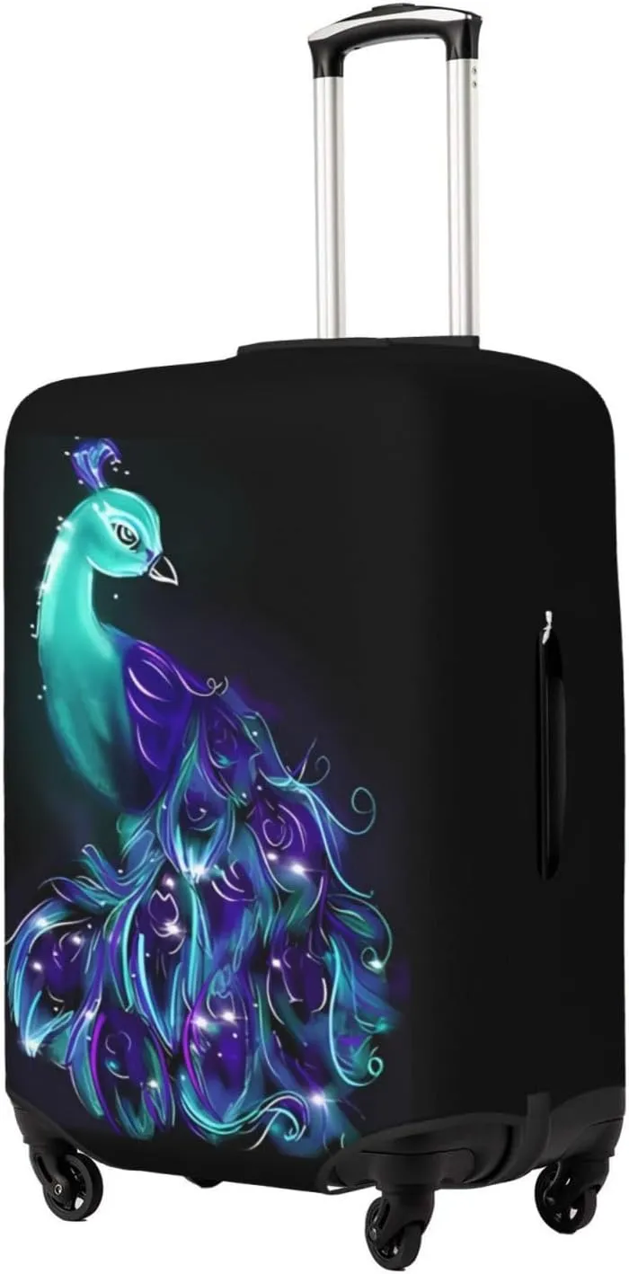 Travel Luggage Cover Suitcase Elastic Washable Peacock Suitcase Protector Bag,Spandex With Zipper Closure Baggage Covers For Kid Adult,X-Large