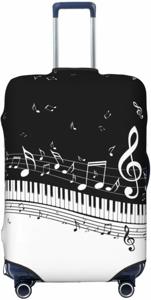 Travel Luggage Cover Suitcase Elastic Washable Piano Keys Musical Notes Suitcase Protector Bag,Spandex Double-Sided Baggage Covers For Kid Adult,Medium