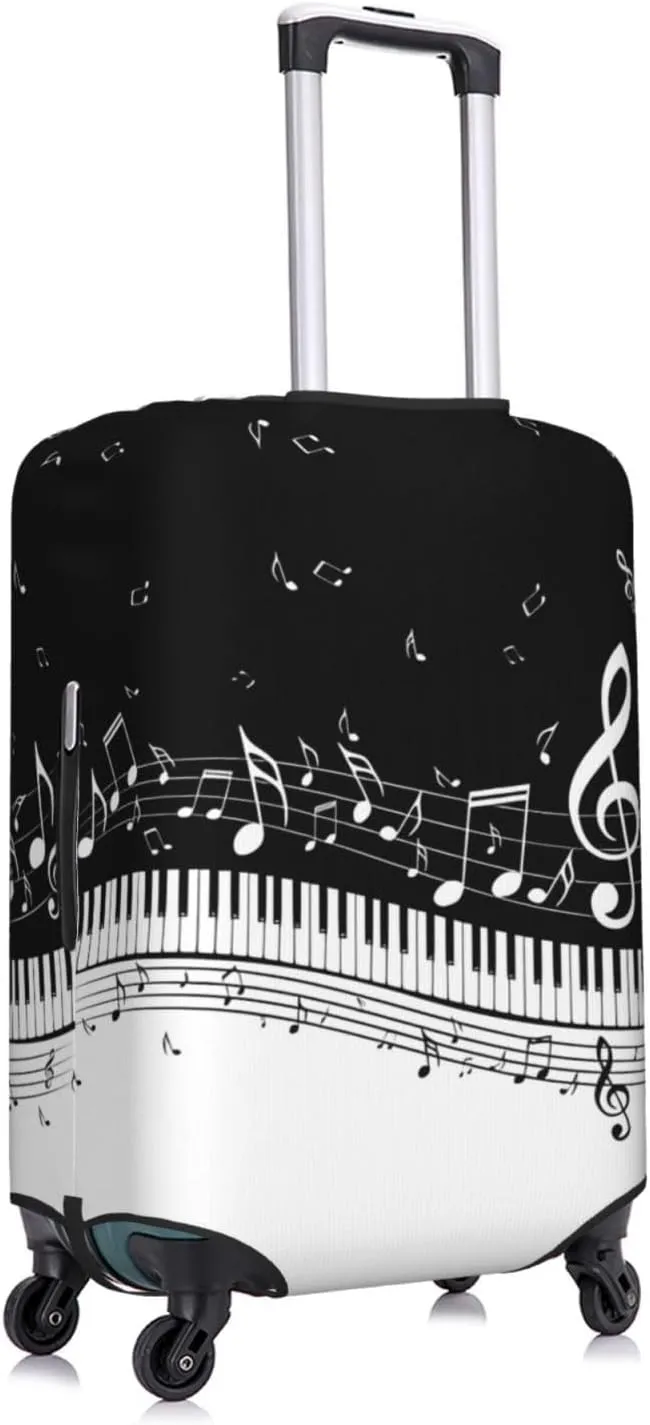 Travel Luggage Cover Suitcase Elastic Washable Piano Keys Musical Notes Suitcase Protector Bag,Spandex Double-Sided Baggage Covers For Kid Adult,Medium