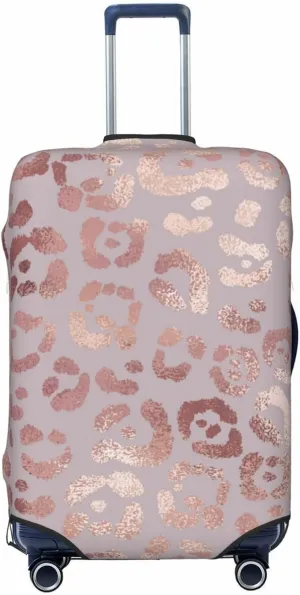 Travel Luggage Cover Suitcase Elastic Washable Rose Gold Leopard Print Suitcase Protector Bag,Dust-Proof Double-Sided Baggage Covers,Large