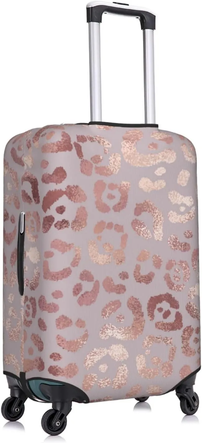 Travel Luggage Cover Suitcase Elastic Washable Rose Gold Leopard Print Suitcase Protector Bag,Dust-Proof Double-Sided Baggage Covers,Large