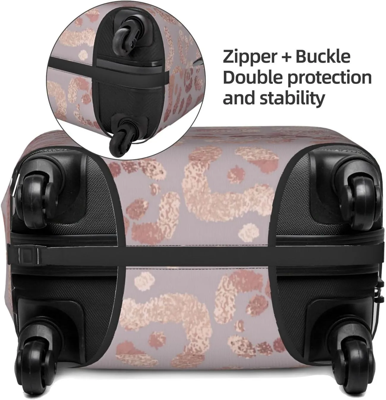 Travel Luggage Cover Suitcase Elastic Washable Rose Gold Leopard Print Suitcase Protector Bag,Dust-Proof Double-Sided Baggage Covers,Large
