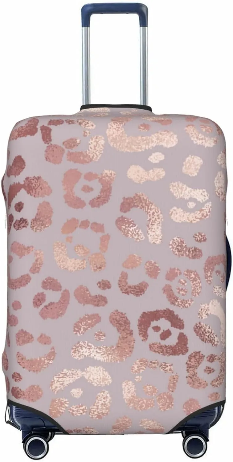 Travel Luggage Cover Suitcase Elastic Washable Rose Gold Leopard Print Suitcase Protector Bag,Dust-Proof Double-Sided Baggage Covers,Large